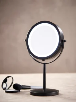 DAY Tilbehør Til Badeværelset|Spejle*Makeup spejl m/lys Ø 17,5 cm - Sort