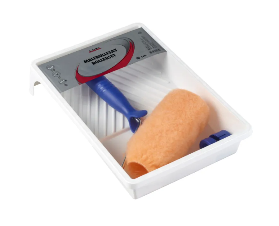 LUXI® Rulle- & Penselsæt*Malerrullesæt 18 cm 3 dele -
