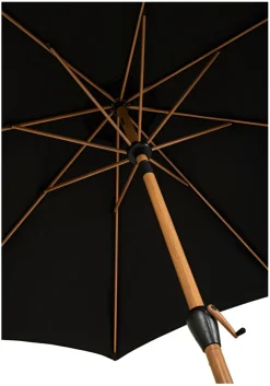 Sunlife® Sæsonafslutning|Parasoller & Markiser*Markedsparasol Stockholm Ø300 cm sort/teak m/krank -