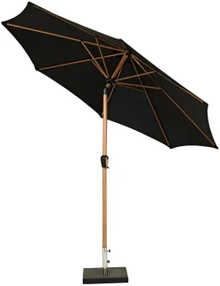 Sunlife® Sæsonafslutning|Parasoller & Markiser*Markedsparasol Stockholm Ø300 cm sort/teak m/krank -