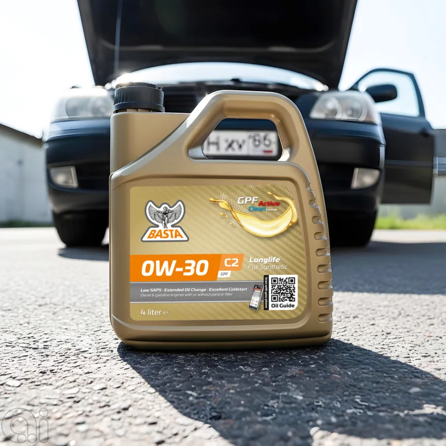 Basta Motorolie & Sprinklervæske*Motorolie 0W-30 C2 fuldsyntetisk - 4 liter
