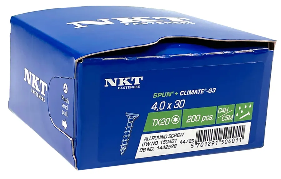 NKT Fasteners Skruer*SPUN+ Climate skrue 4,0 x 30 mm 200 stk.