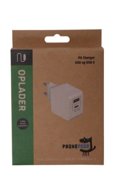 PhoneFood Kabler & Adaptere*Oplader med 2 indgange - USB-A og USB-C Hvid