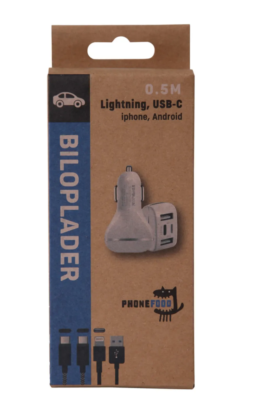 PhoneFood Kabler & Adaptere*Oplader 12V til bilen med USB-C