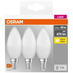 Osram Led-Pærer*LED kertepære E14 4,9 W 3-pk.