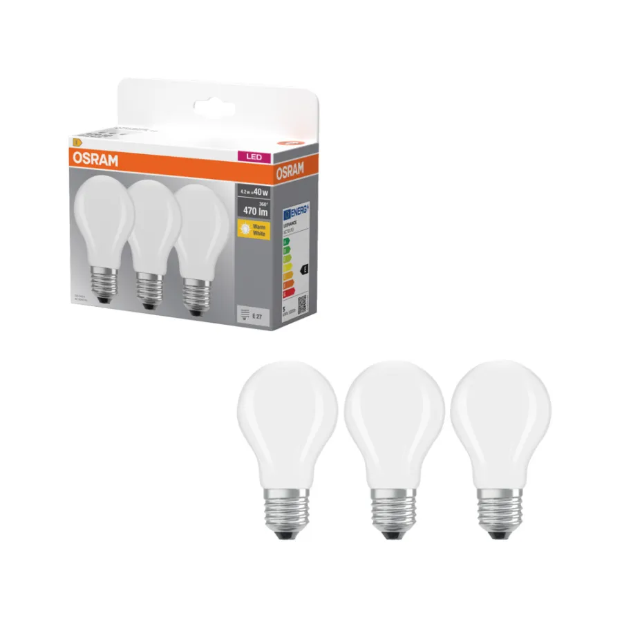 Osram Led-Pærer*LED-pære STD mat E27 4,2 W 3-pk.