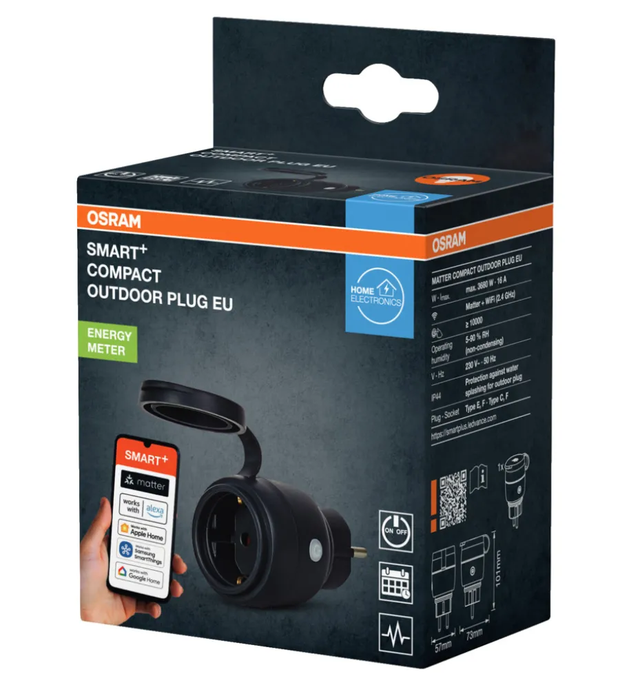 Osram Stikdåser|Smart Stik & Sensorer*SMART+ Compact Plug EU energimåler Sort