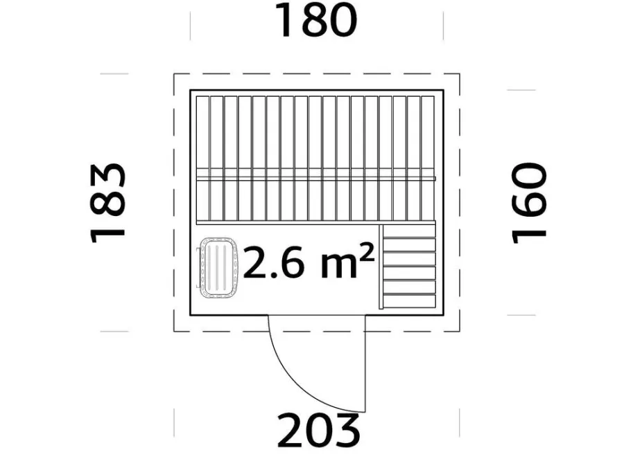 Palmako Pooludstyr|Saunaer*Eir sauna m/ovn 183 x 203 cm