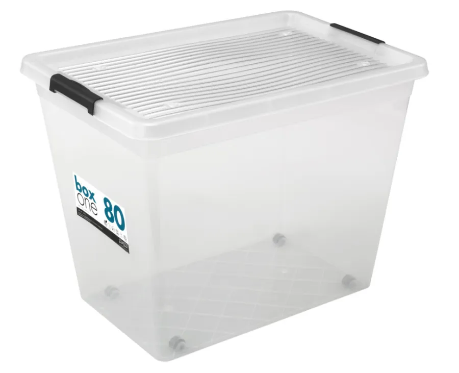 Plast1 Opbevaringskasser*plastboks m/låg klar - BoxOne 80