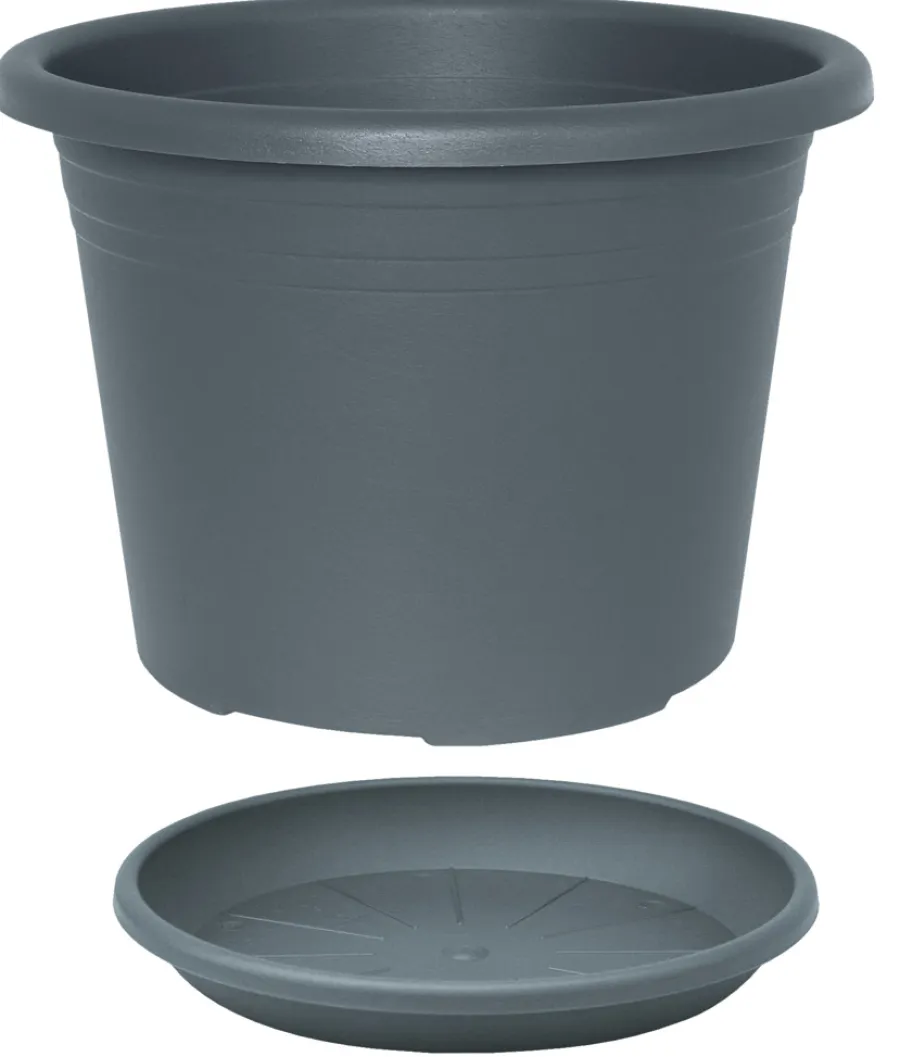 Krukker*Potte Cylindro plast Ø30 cm Grå