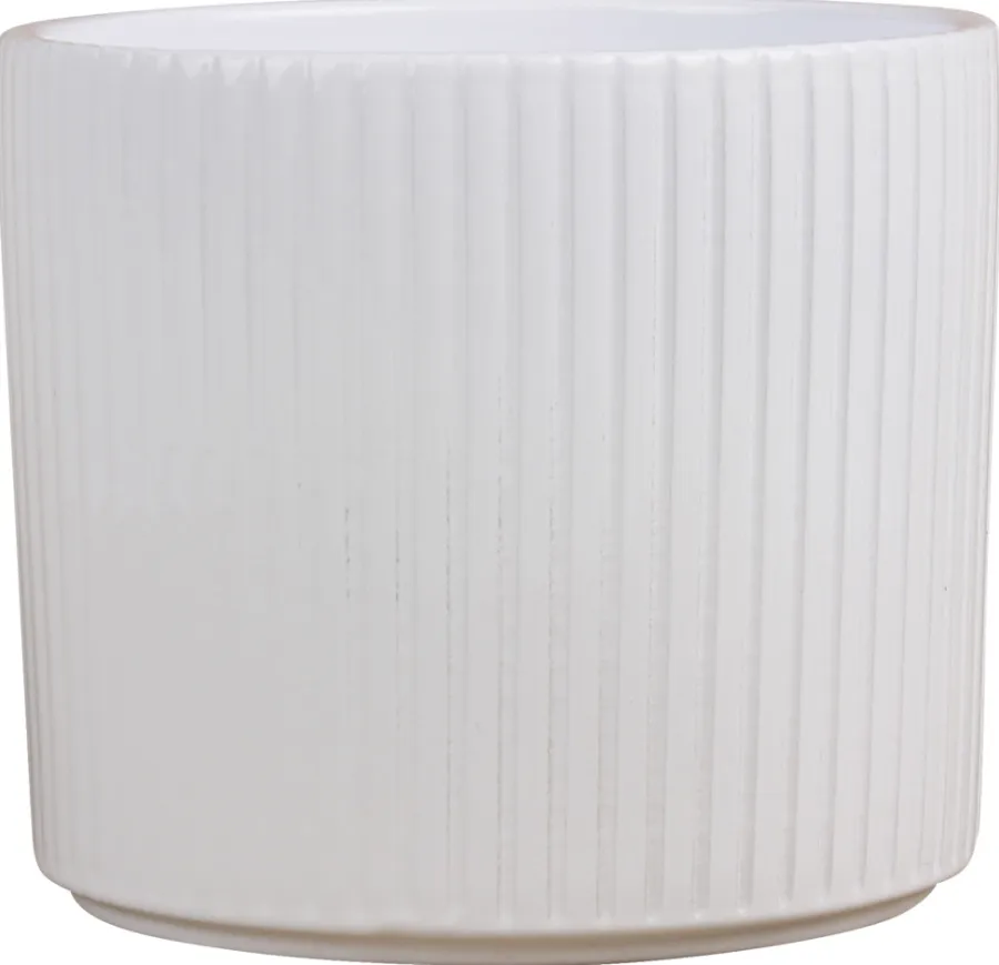 Scan-Pot Krukker*Potteskjuler Pillar Stripes hvid Ø14 cm