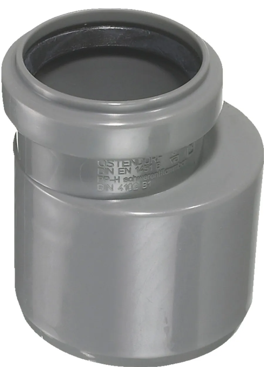 Afløbsrør*PP reduktion lav grå 75 mm x 50 mm