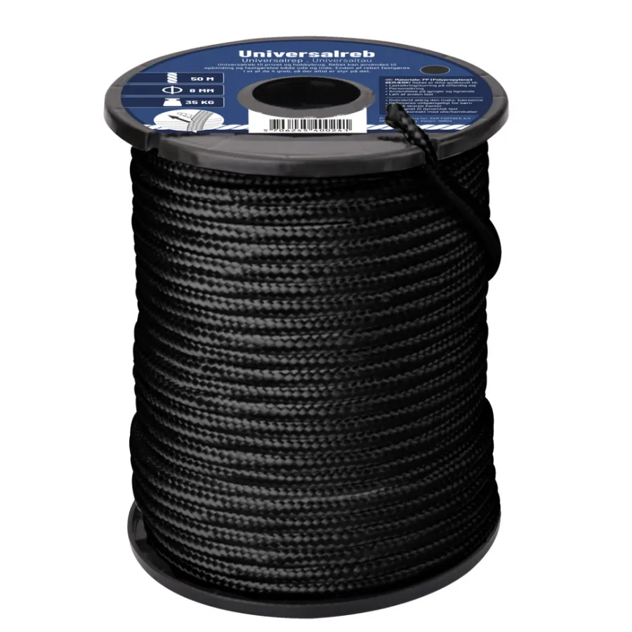 Reb & Snor*Reb universal Ø8 mm x 50 meter Sort