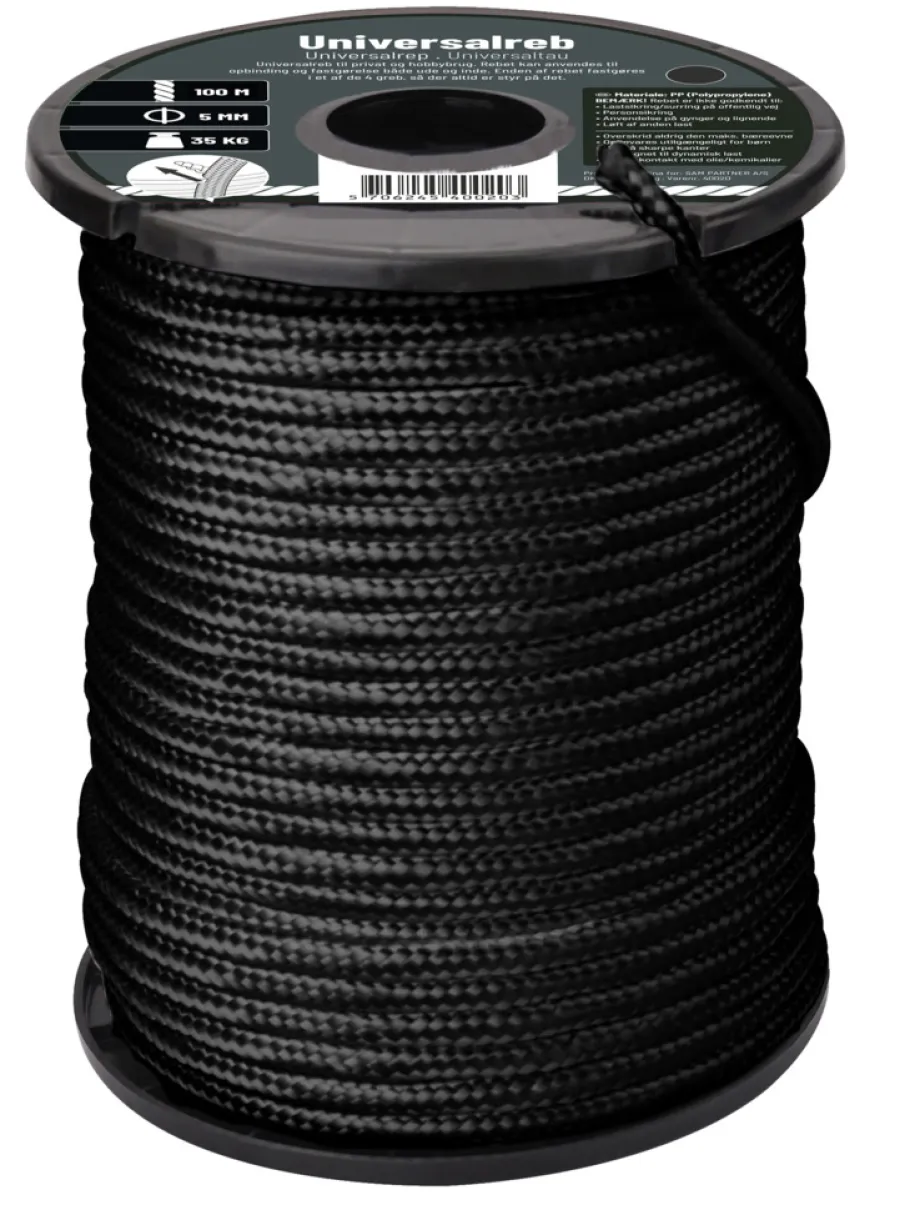 Reb & Snor*Reb universal Ø5 mm x 100 meter Sort