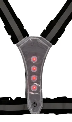 BikeZone® Sikkerhedsudstyr|Cykeltilbehør*Refleksvest med LED sort/grå - Sort med grå refleksstriber