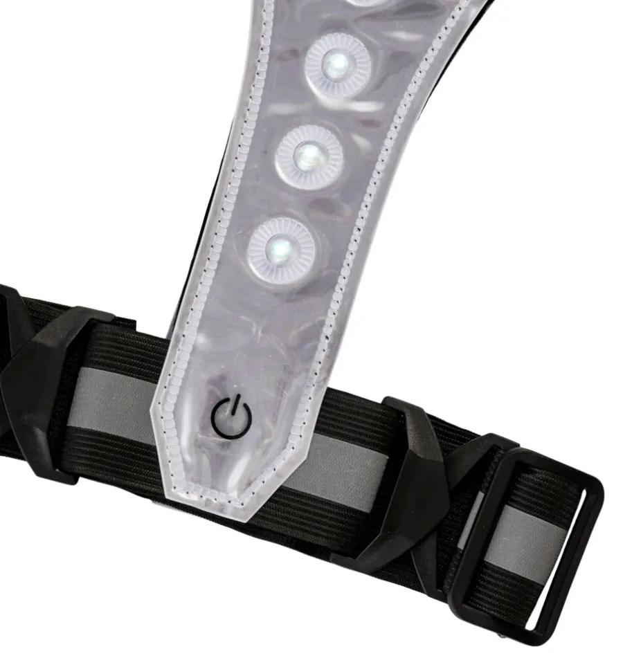 BikeZone® Sikkerhedsudstyr|Cykeltilbehør*Refleksvest med LED sort/grå - Sort med grå refleksstriber