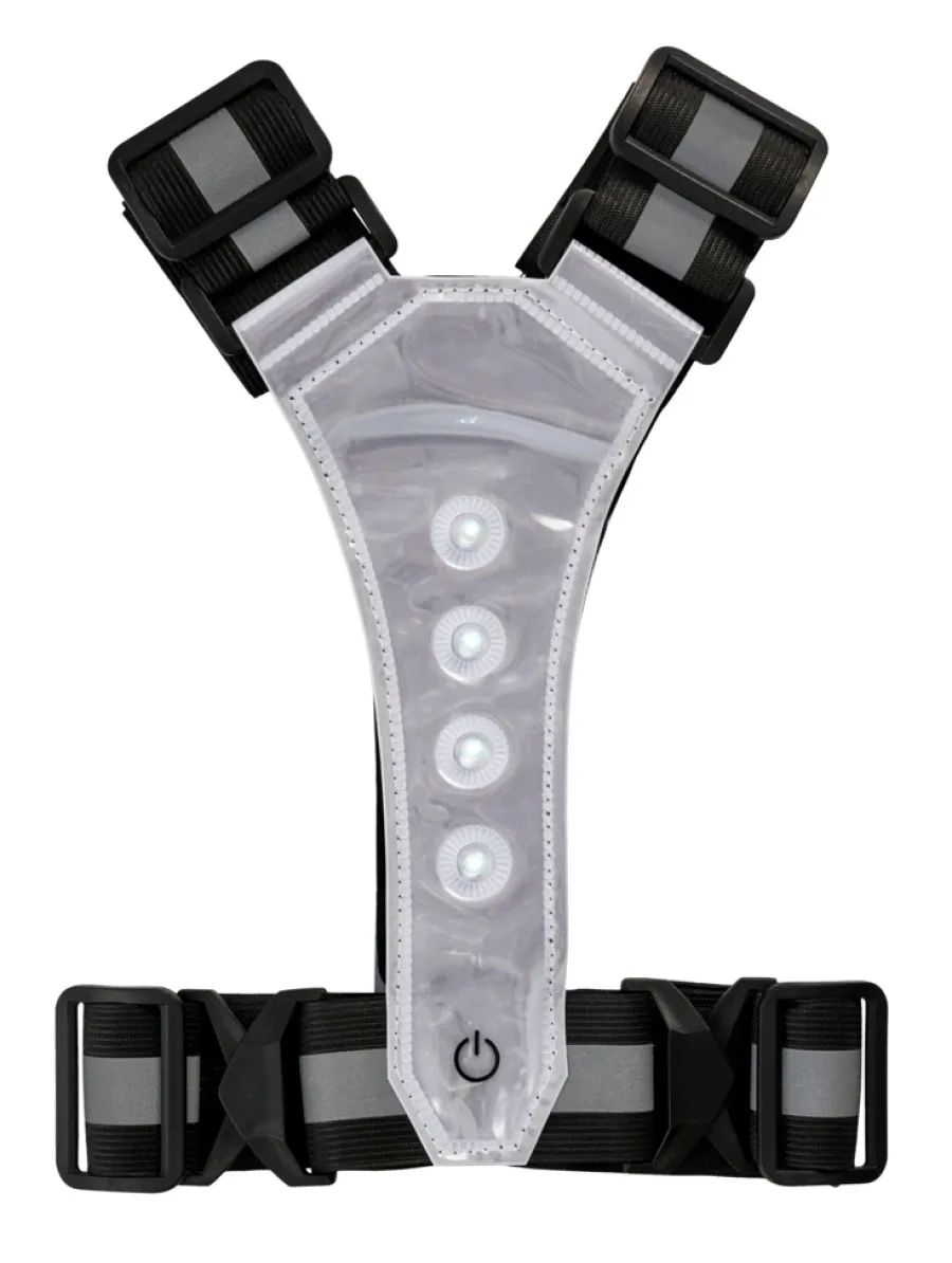 BikeZone® Sikkerhedsudstyr|Cykeltilbehør*Refleksvest med LED sort/grå - Sort med grå refleksstriber