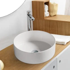 Håndvaske*Rund porcelænsvask fritstående/topmonteret Ø36 cm Hvid