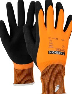 Safe-On Arbejdshandsker*vandtætte arbejdshandsker sort/orange str. 9