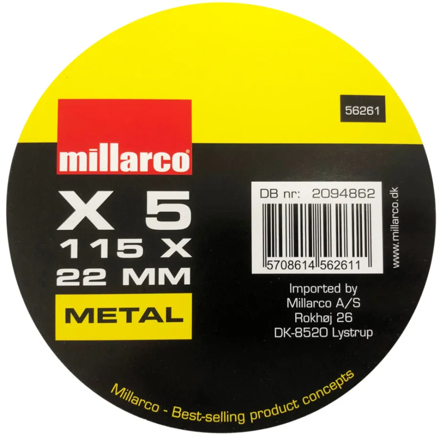 WORK it by millarco Skæreskiver*Skæreskiver til metal Ø115 mm - 5 pak