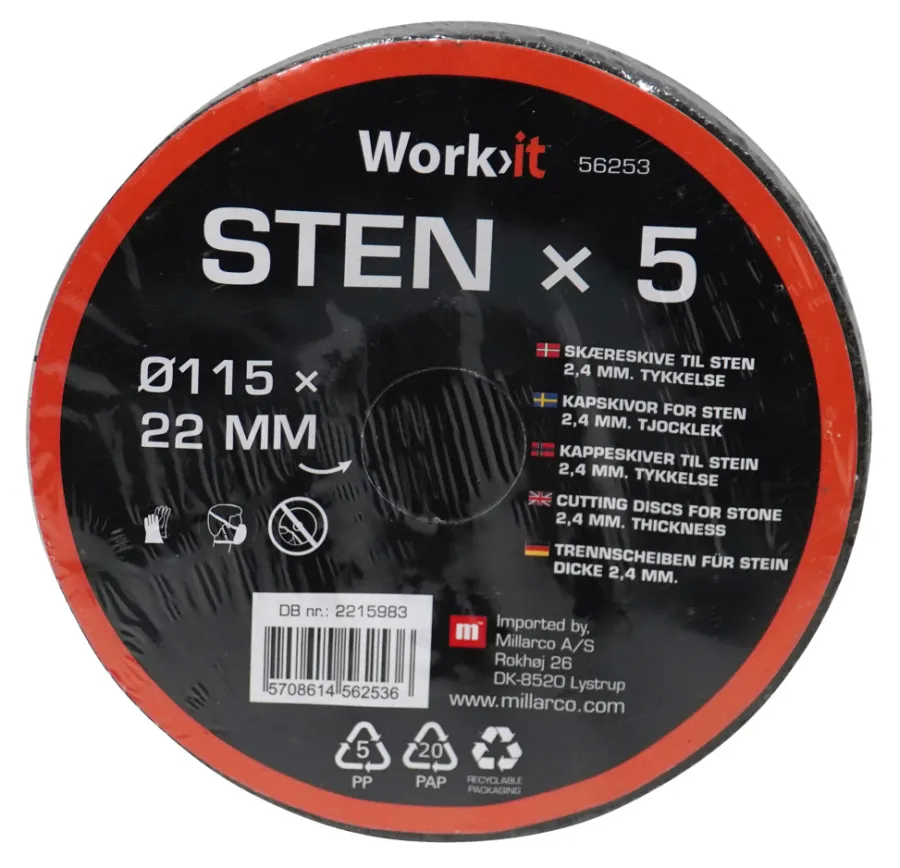WORK it by millarco Skæreskiver*Skæreskiver til sten Ø115 x 22 mm - 5 stk.