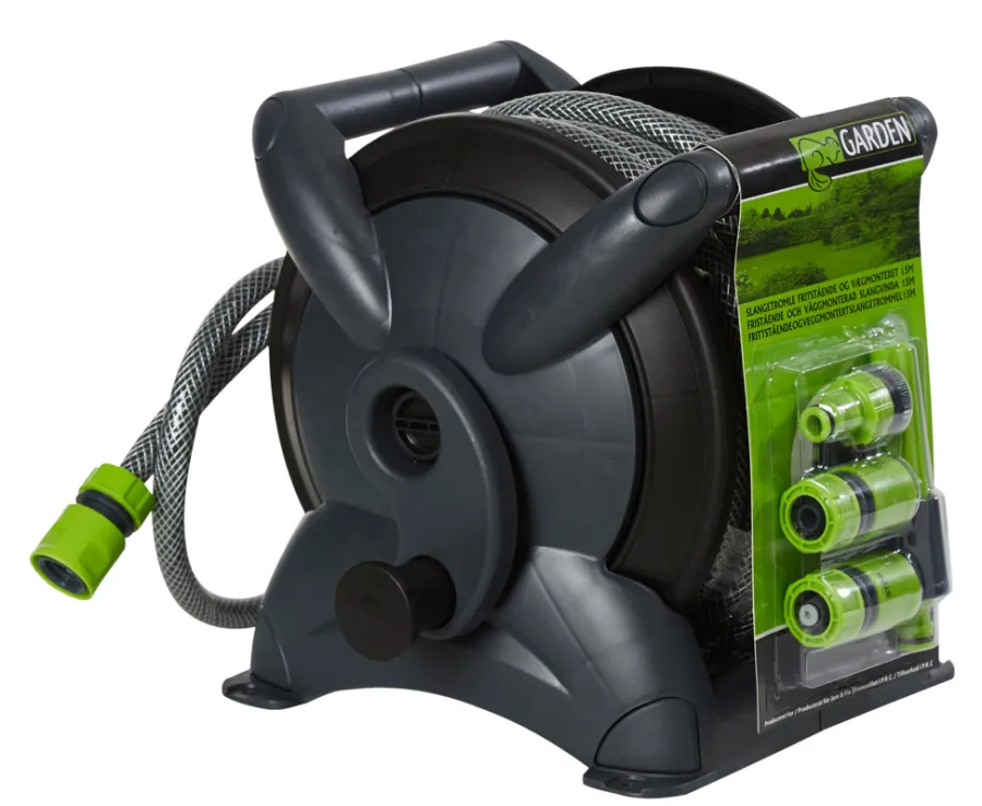 Garden® Haveslanger & Tilbehør*Slangeopruller m/15 m slange, 3 koblinger og pistol