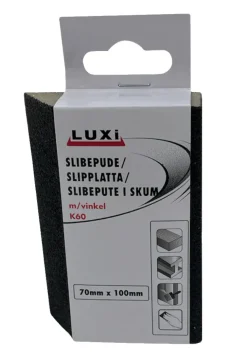 LUXI® Sandpapir*Slibepude m/vinkel korn 60, 70x100 mm -