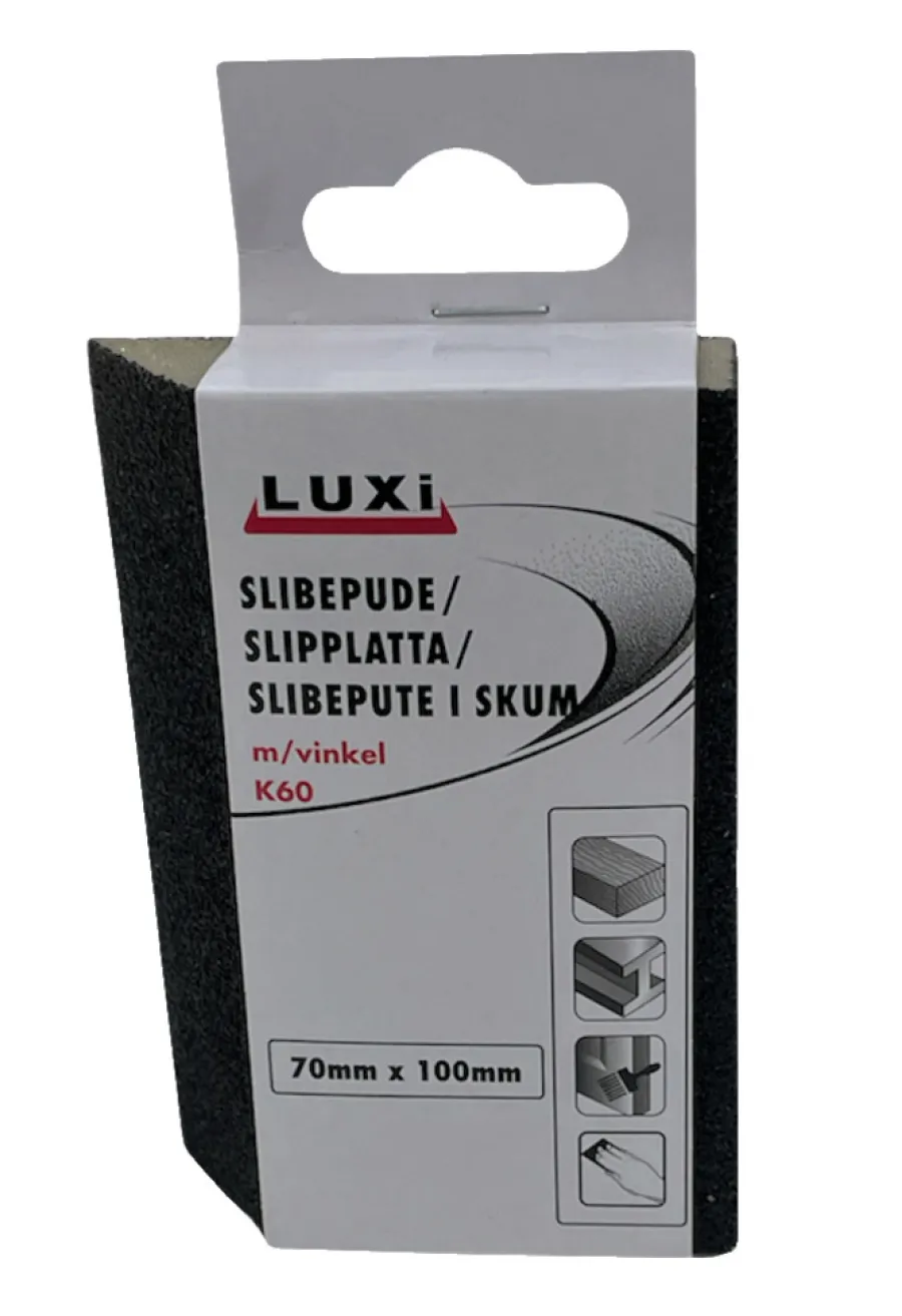 LUXI® Sandpapir*Slibepude m/vinkel korn 60, 70x100 mm -