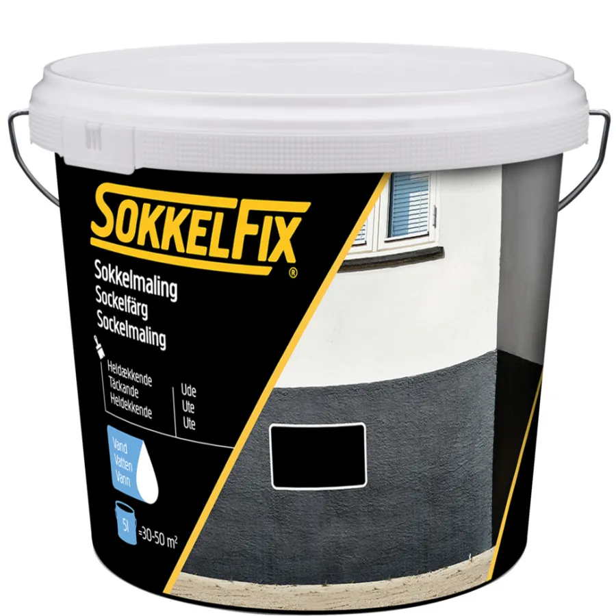 SokkelFix® Tag-, Mur- & Sokkelmaling*Sokkelmaling vandbaseret 5 liter - Sort