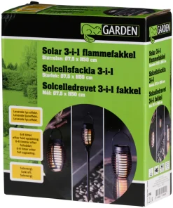 Garden® Sæsonafslutning|Solcellelamper*Solar 3-i-1 flammefakler LED 50 cm 3-pk. - Sort