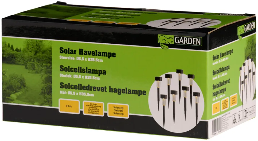 Garden® Sæsonafslutning|Solcellelamper*Solcellelamper til haven H35,5 cm 8-pk. - Sort