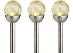 Garden® Sæsonafslutning|Solcellelamper*Solcellelamper Ø8 x H34 cm 3-pk. - Sølv