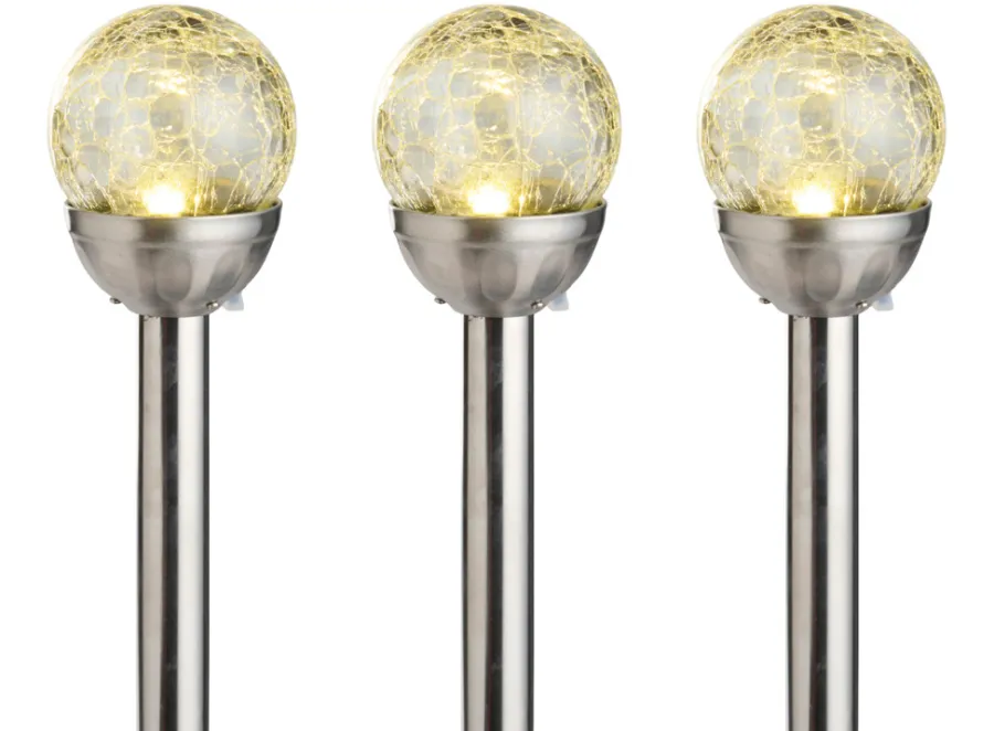 Garden® Sæsonafslutning|Solcellelamper*Solcellelamper Ø8 x H34 cm 3-pk. - Sølv