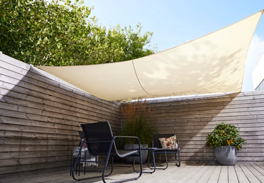 Sunlife® Sæsonafslutning|Parasoller & Markiser*Solsejl Genova firkant 3,6 × 3,6 meter - Beige