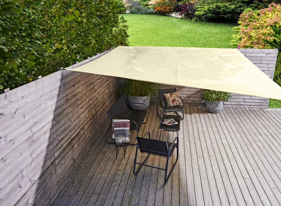 Sunlife® Sæsonafslutning|Parasoller & Markiser*Solsejl Genova firkant 3,6 × 3,6 meter - Beige