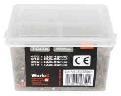 HOME it WORK Skruer*Spånpladeskruer elforzinket i boks small - 1185 stk.