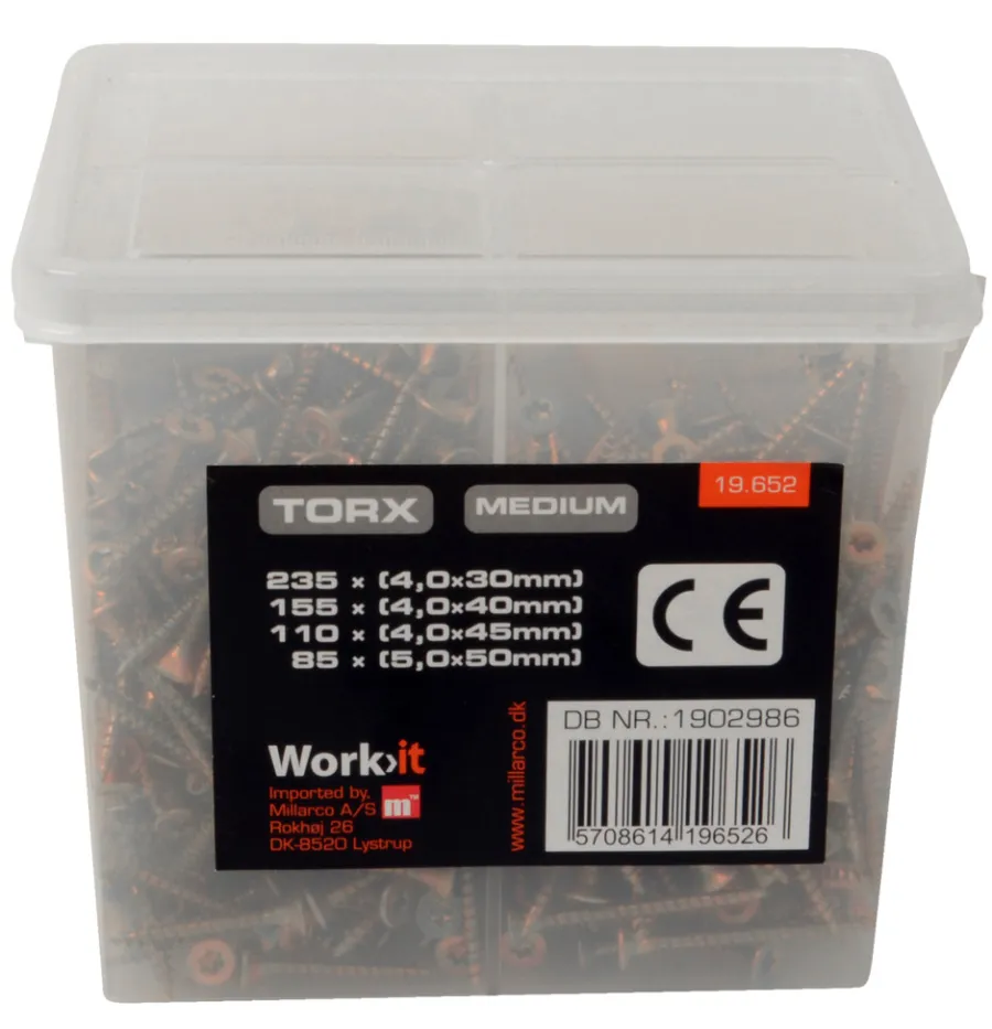 HOME it WORK Skruer*Spånpladeskruer elforzinket i boks medium - 585 stk.