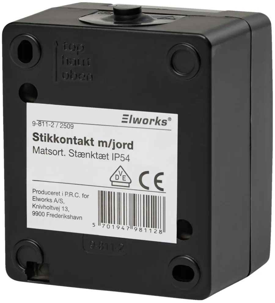 Elworks Stikkontakter & Afbrydere*Stikkontakt m/jord - Matsort