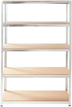 Arbejdsborde & Reoler*Stålreol galv. m/5 hylder - 120 x 180 x 60 cm