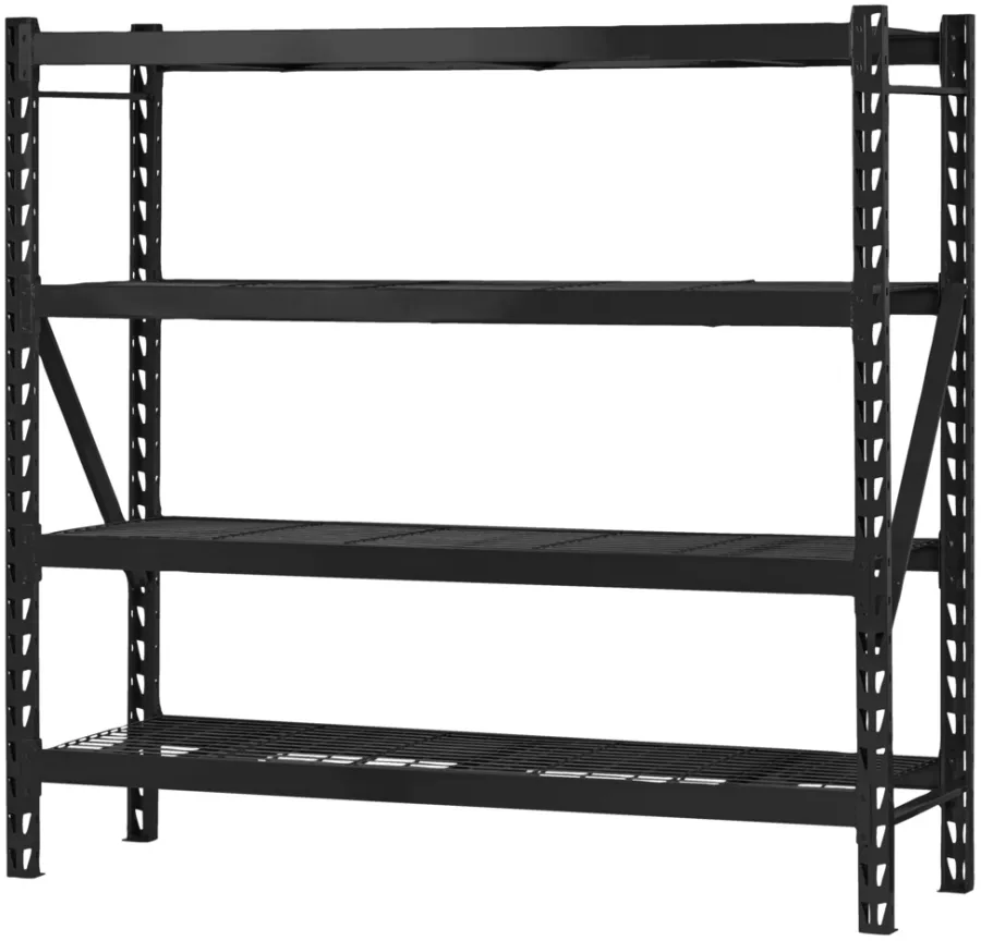 Probuilder Arbejdsborde & Reoler*Stålreol 4 hylder sort 196 x 183 x 61 cm - Mat sort