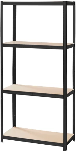 Arbejdsborde & Reoler*Stålreol sort m/4 hylder 90 x 190 x 40 cm