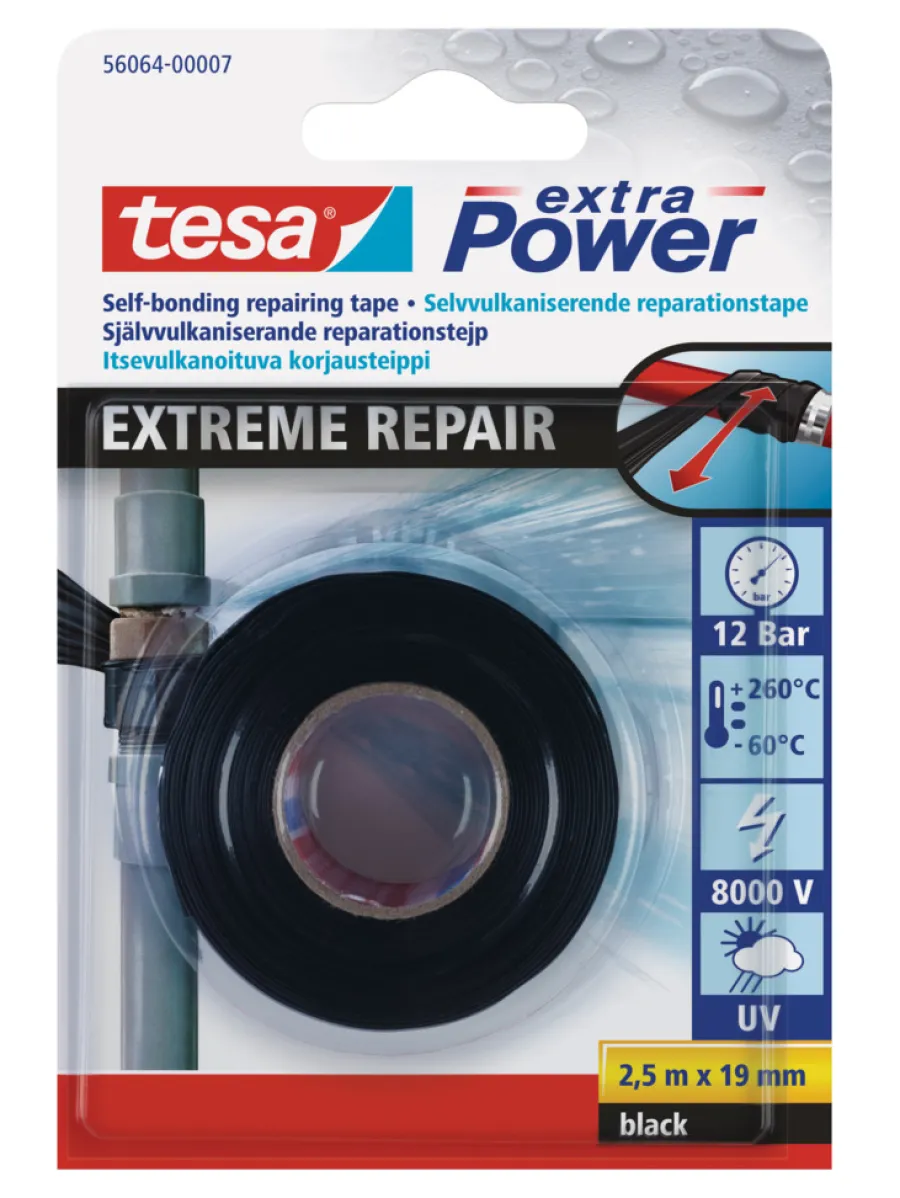 tesa® Tape*Extreme Repair reparationstape 19 mm x 2,5 meter Sort