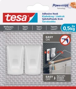 tesa® Klæbesøm*klæbekrog til tapet og gips 0,5 kg - 2 stk. Hvid