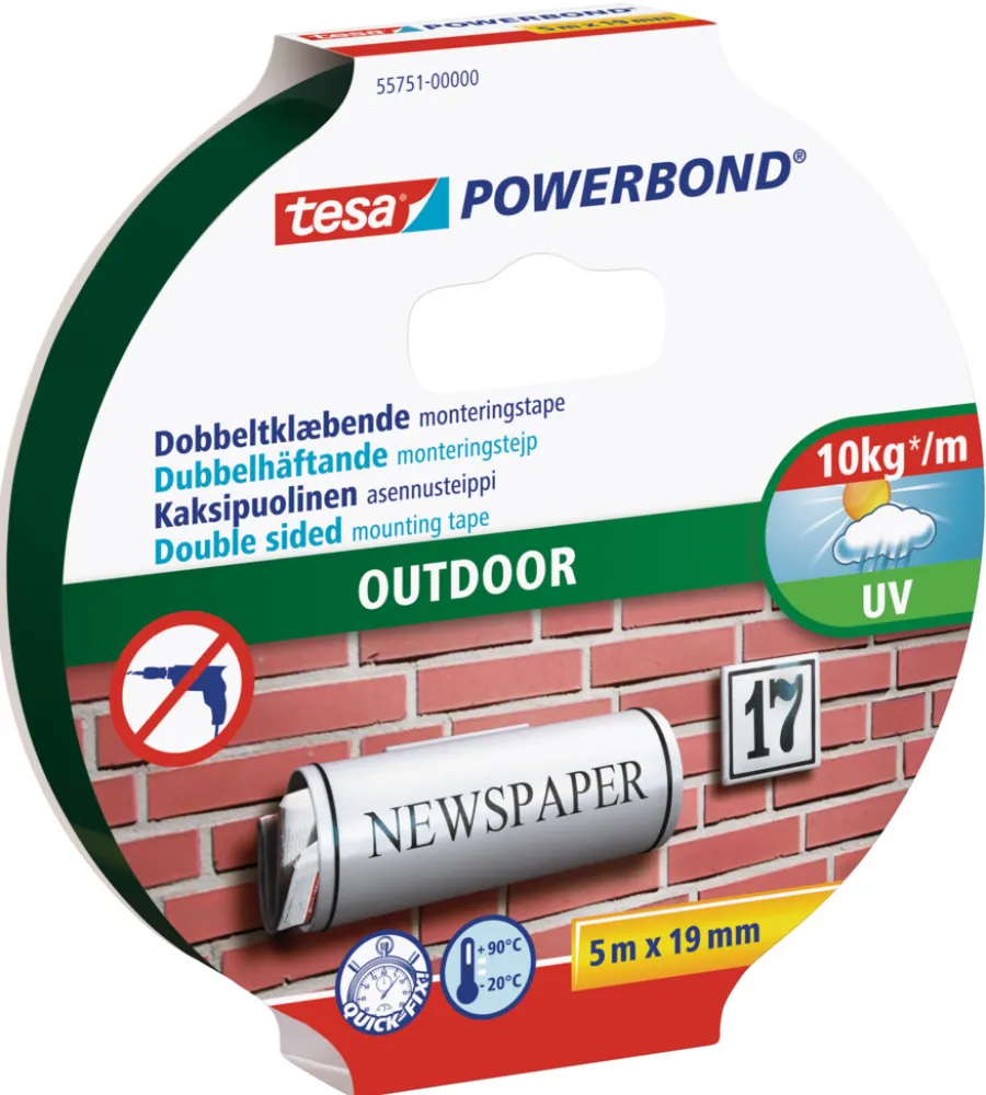 tesa® Tape*Powerbond Outdoor monteringstape 19 mm x 5 meter