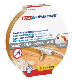 tesa® Tape*Powerbond Slim monteringstape 9 mm x 5 m 2-pk.