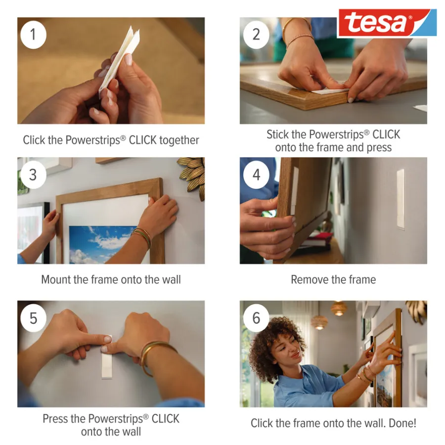 tesa® Klæbesøm*Powerstrips Click Medium 4 par