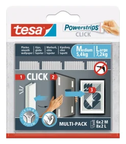 tesa® Klæbesøm*Powerstrips Click Multi Medium/Large 14 par