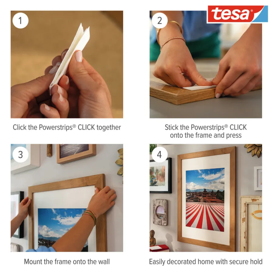 tesa® Klæbesøm*Powerstrips Click Multi Medium/Large 14 par