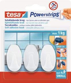 tesa® Klæbesøm*Powerstrips Kroge Oval Small 1 kg - 3 stk. Hvid