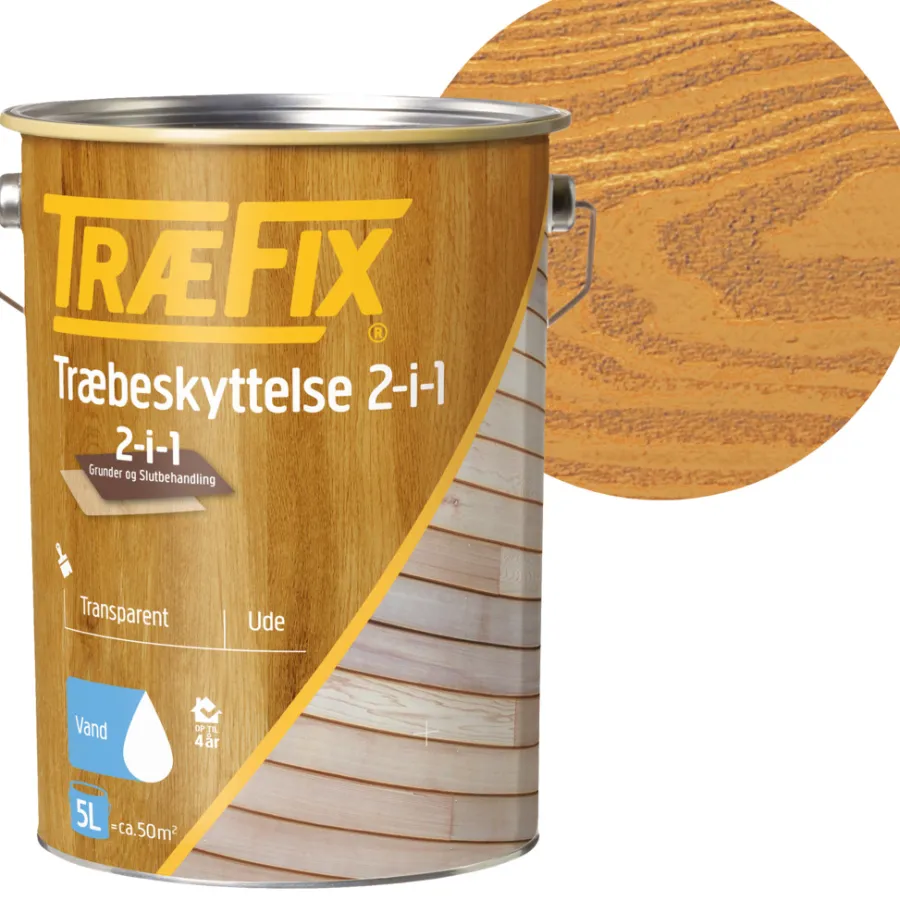 TræFix® Træbeskyttelse*pine træbeskyttelse 2-i-1 5 liter Pine (transparent)
